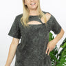BiBi Best-Kept Secret Acid Wash Cutout Tee - LXM Fashion 