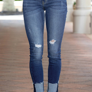 Fashion Collection Distressed Skinny Raw Hem Jeans - LXM Fashion 