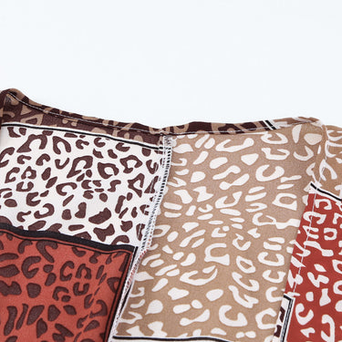 Leopard Color Block Open Front Kimono - LXM Fashion 