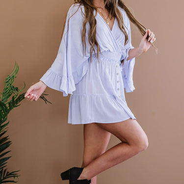 GeeGee Capturing Moments Full Size Run Kimono Sleeve Mini Dress - LXM Fashion 