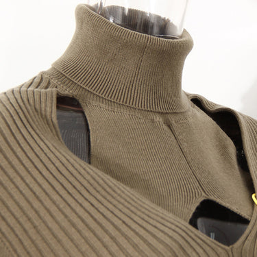 Crisscross Cutout Rib-Knit Sweater - LXM Fashion 