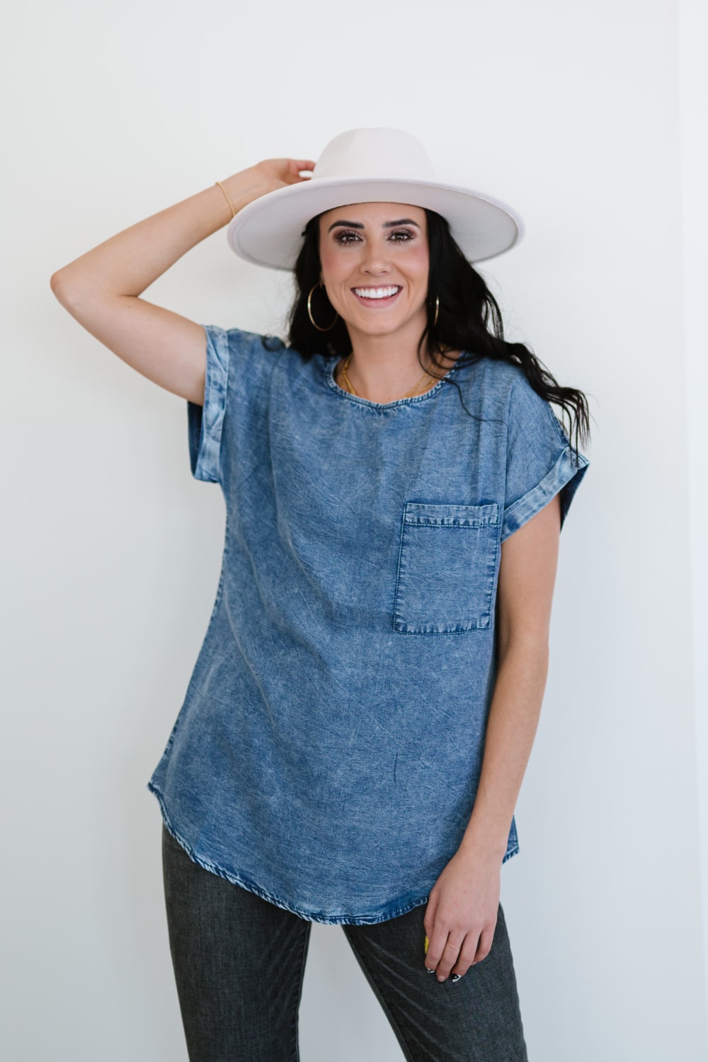 Doe & Rae Take Me There Denim Top - LXM Fashion 