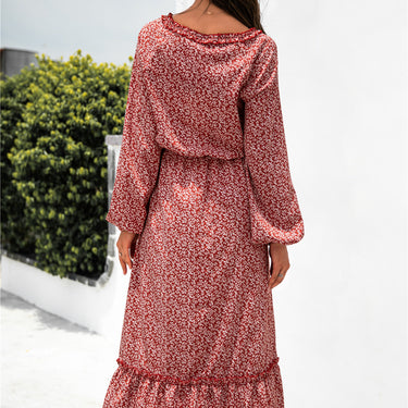 Ditsy Floral Ruffle Hem Dress - LXM Fashion 