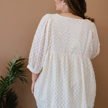Davi & Dani Wave Hello Textured Babydoll Blouse - LXM Fashion 