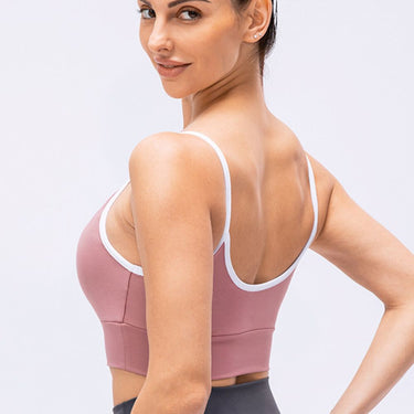 Contrast Crisscross Strap Sports Bra - LXM Fashion 