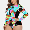 Plus Size Floral Zip Up One-Piece Swimsuit - LXM Fashion 