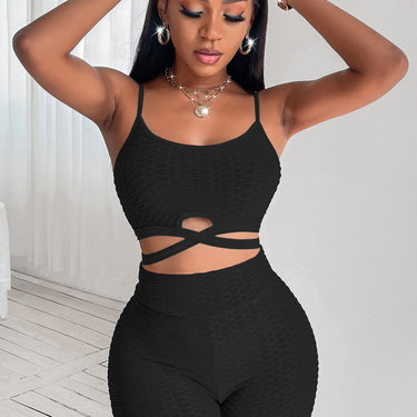 Crisscross Cropped Cami and High Waist Shorts Set - LXM Fashion 