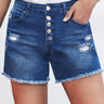 Fashion Collection Buttoned and Frayed Denim Shorts - LXM Fashion 