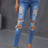 Fashion Collection Medium Wash Distressed Skinny Jeans - LXM Fashion 