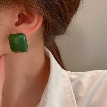 Marbled Square Stud Earrings - LXM Fashion 