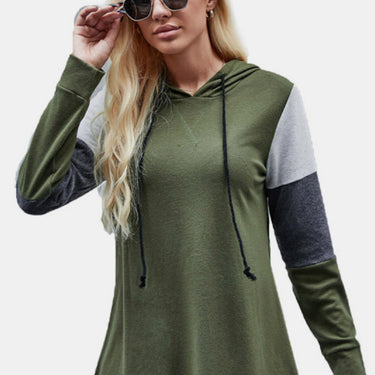 Colorblock Drawstring Hoodie - LXM Fashion 