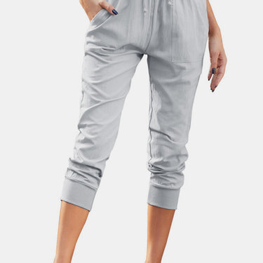 Fashion Collection High Waist Drawstrings Cropped Pants - LXM Fashion 