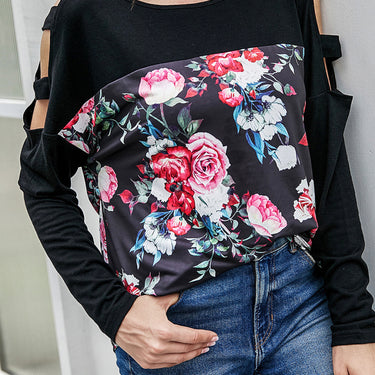 Floral Print Cut Out Top - LXM Fashion 