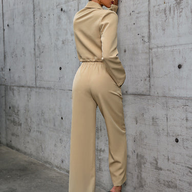 Drawstring Cropped Blazer and Wide Leg Pants Set - LXM Fashion 