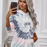 Tie Dye Kangaroo Pocket Drawstring Hoodie - LXM Fashion 
