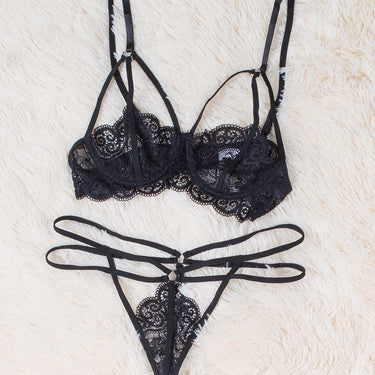 Fashion Collection Adjustable Strappy Lace Bra and Panty Set - LXM Fashion 
